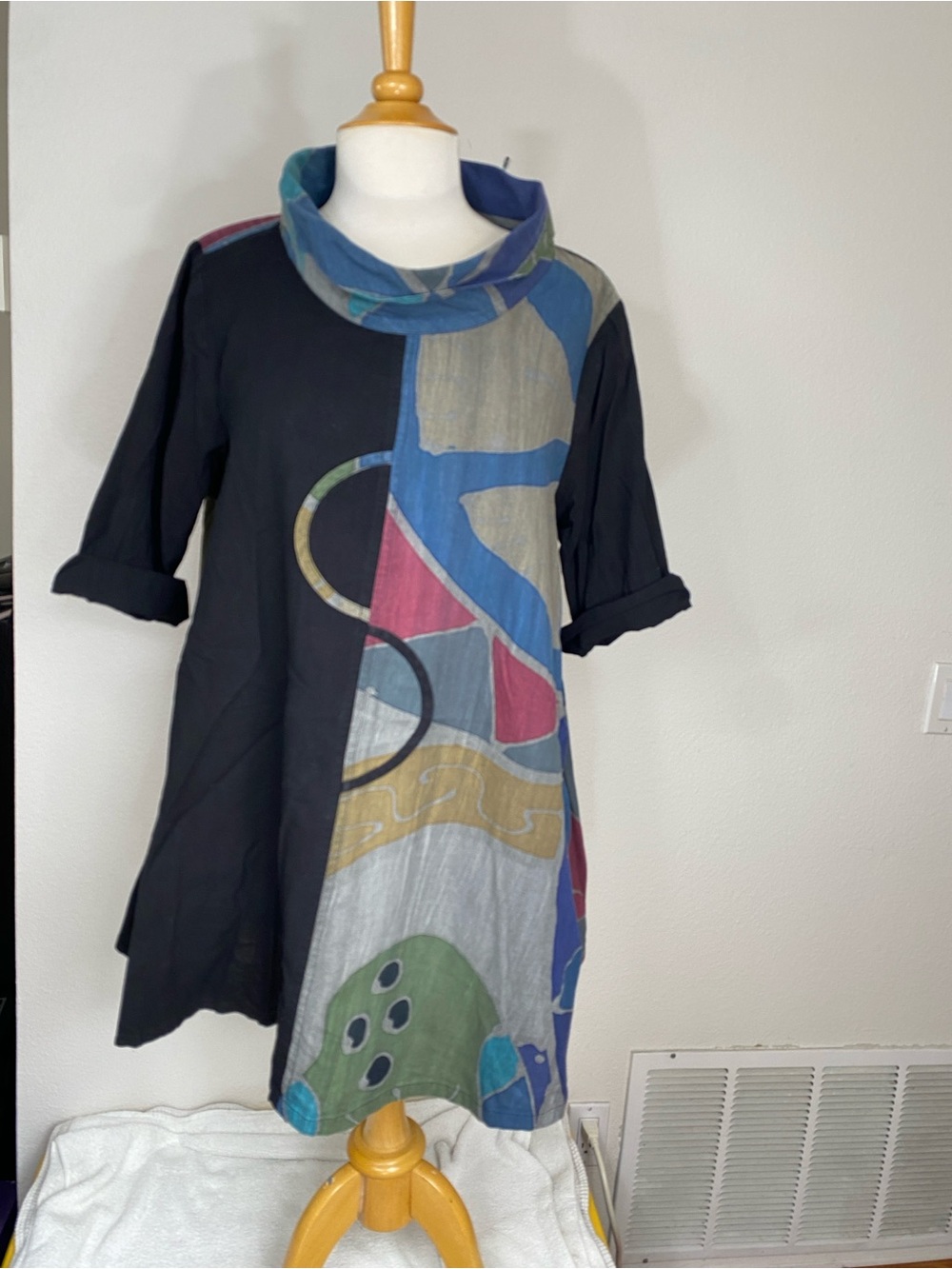 Mao Mam Women's Abstract Print Cotton Tunic Size Medium Laggenlook Retro Casual